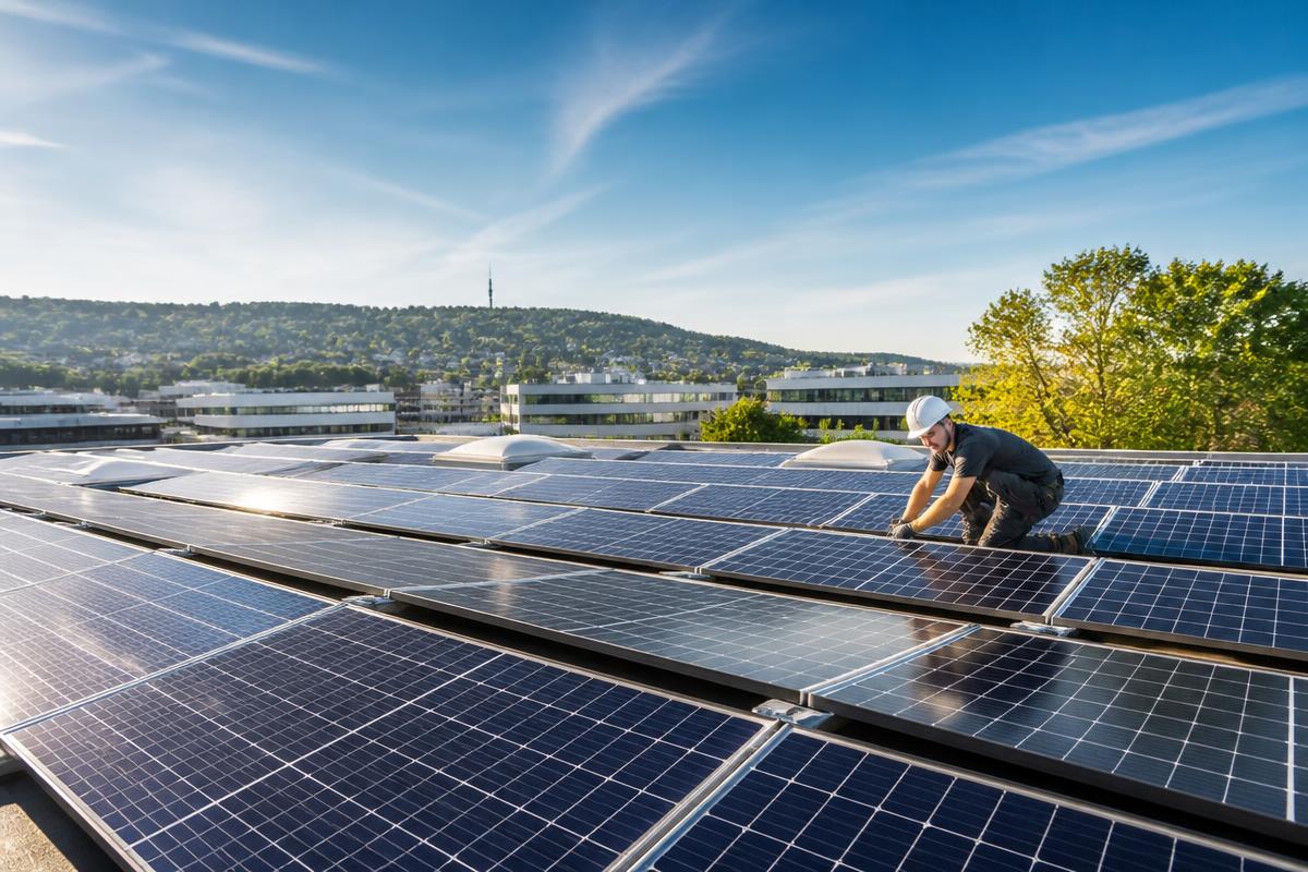 Solaranlage auf einem Unternehmensdach in der Region Stuttgart